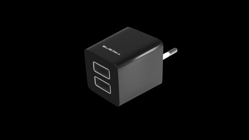 TACENS ANIMA AUSB1 USB CHARGER, 2x USB PORTS, 2.1A ULTRAFAST CHARGE, LIGHWEIGT AND COMPACT SIZE DESIGN, EU CONNECTOR, BLACK/WHITE DESIGN_0