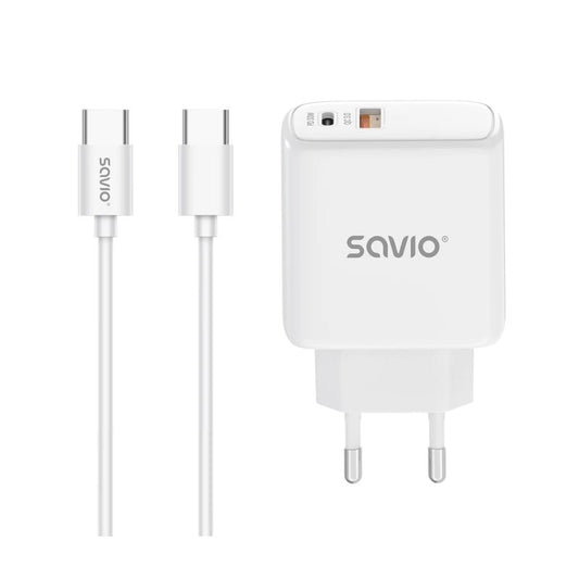 CARGADOR SAVIO LA-10 30W WHITE CON CABLE_0