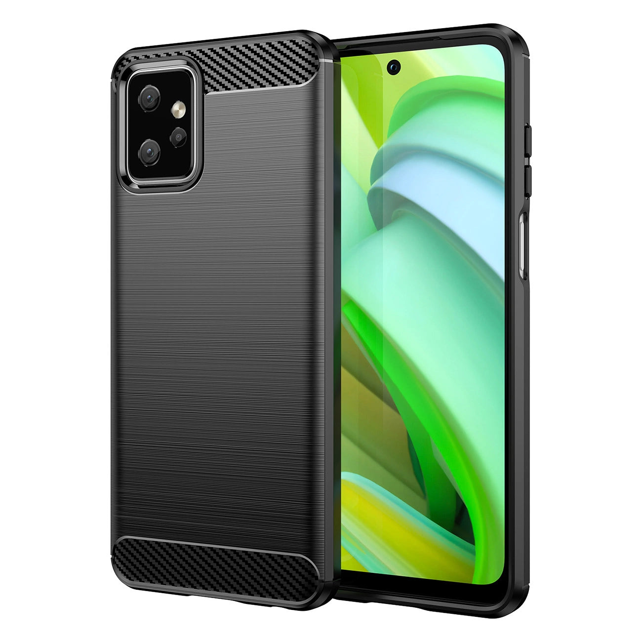 Carbon Case for Motorola Moto G Power 2023 flexible silicone carbon cover black_0