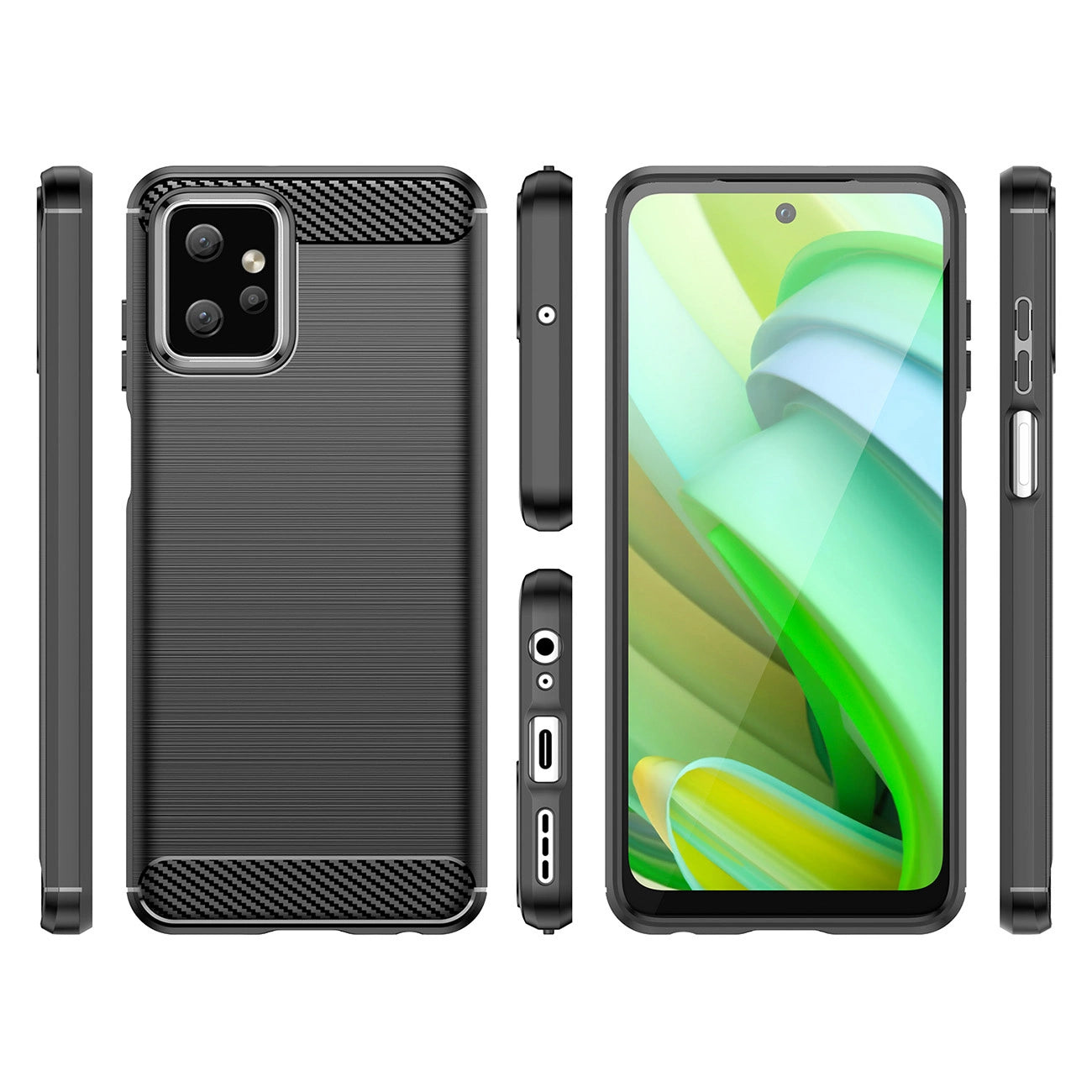 Carbon Case for Motorola Moto G Power 2023 flexible silicone carbon cover black_1
