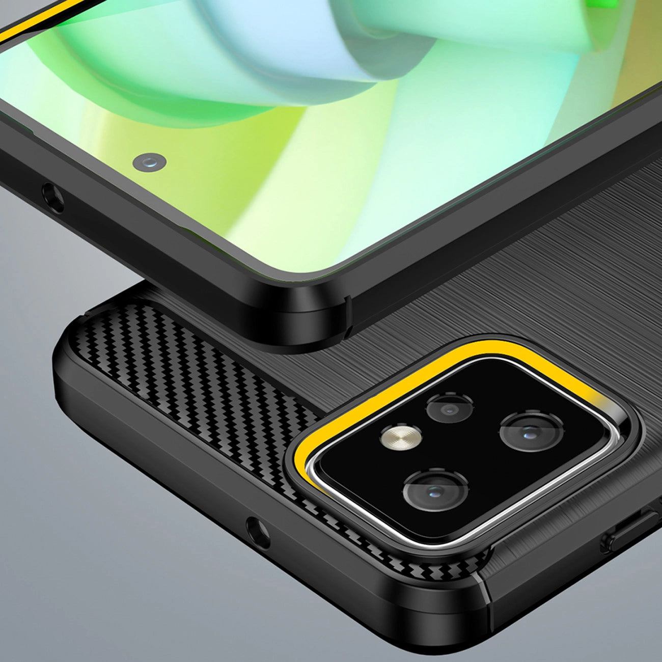 Carbon Case for Motorola Moto G Power 2023 flexible silicone carbon cover black_5