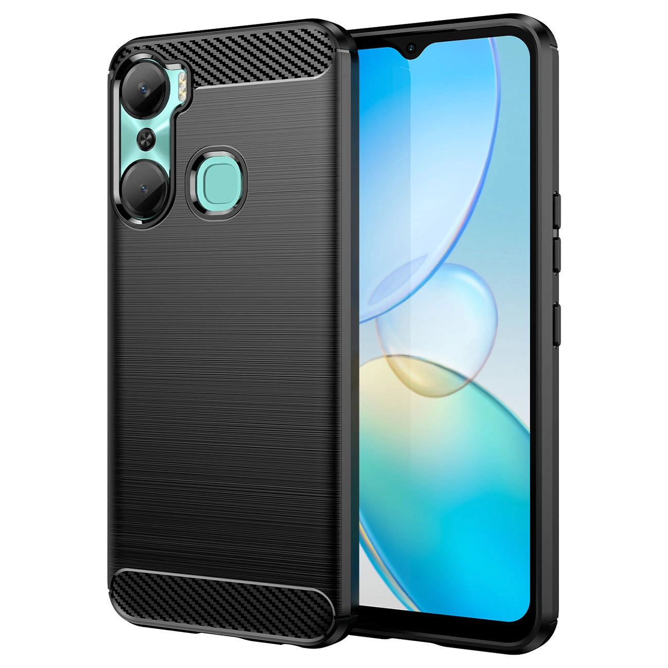 Carbon Case case for Infinix Hot 12 Pro flexible silicone carbon cover black_0