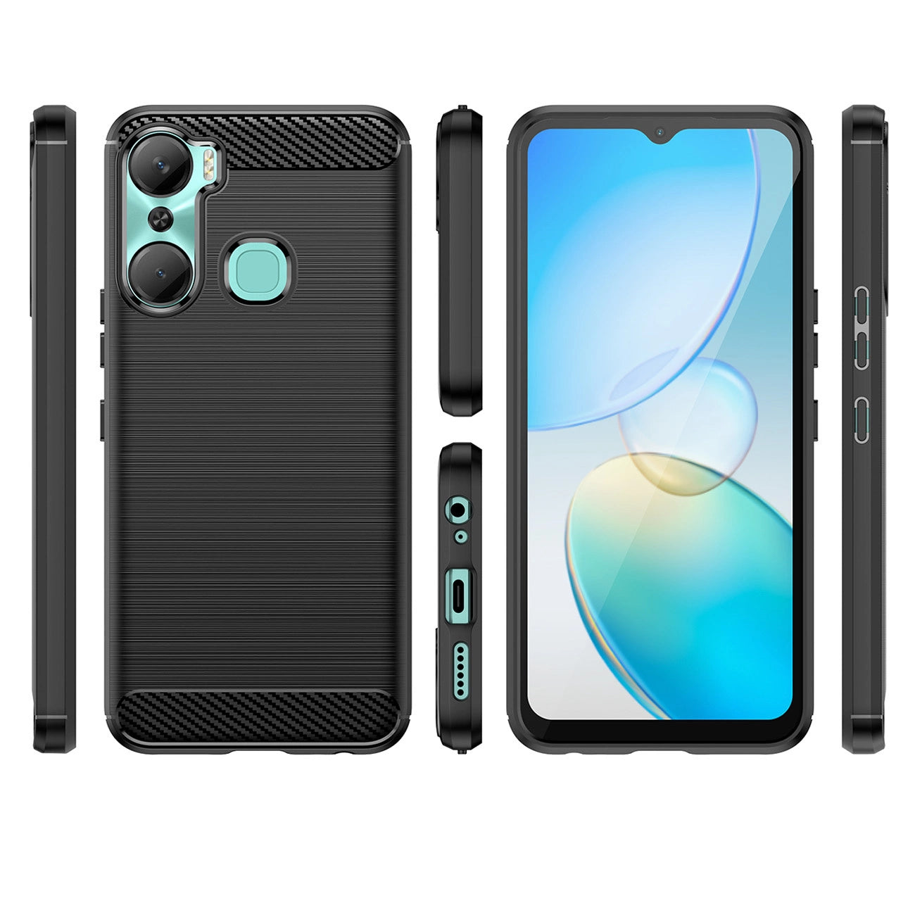 Carbon Case case for Infinix Hot 12 Pro flexible silicone carbon cover black_1