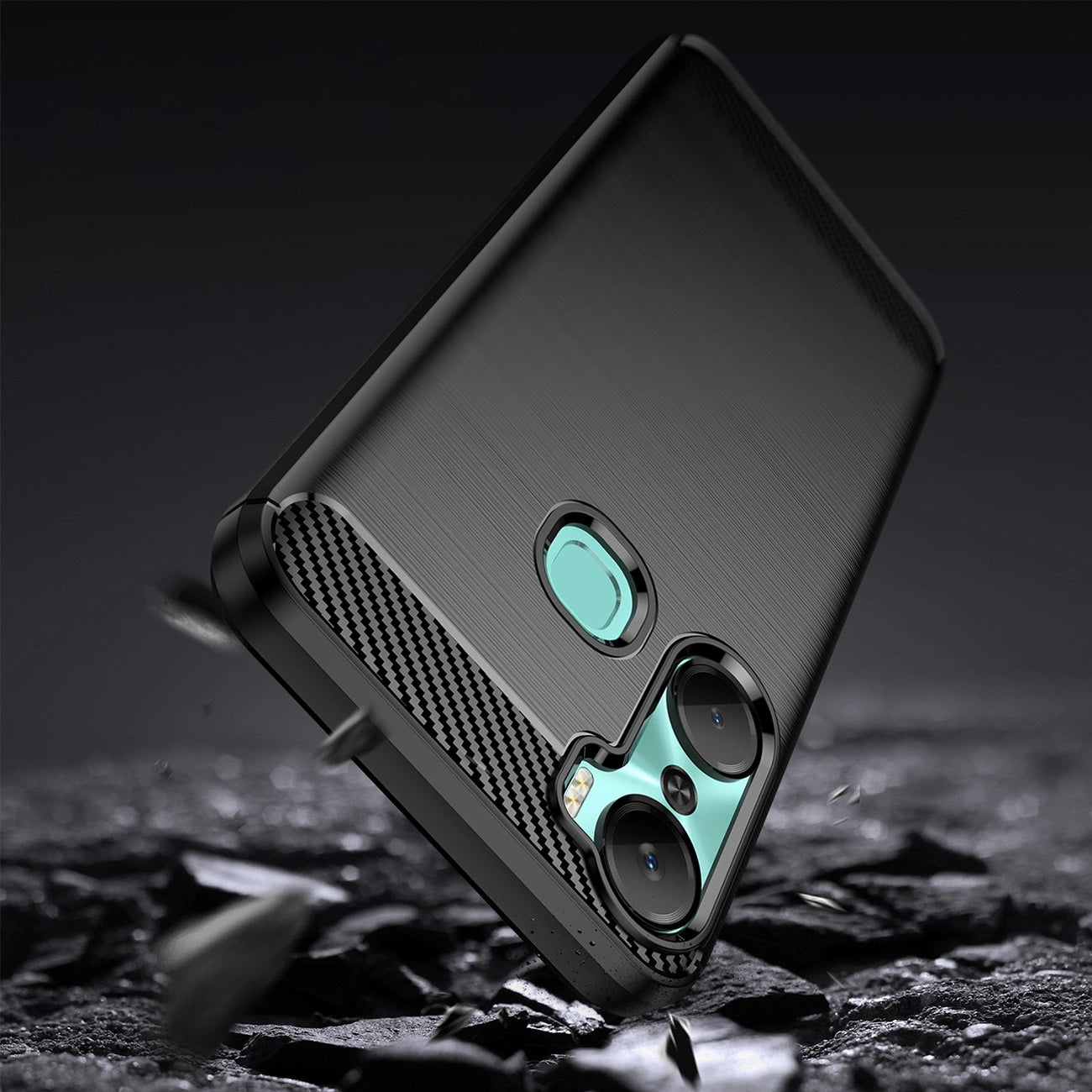 Carbon Case case for Infinix Hot 12 Pro flexible silicone carbon cover black_2