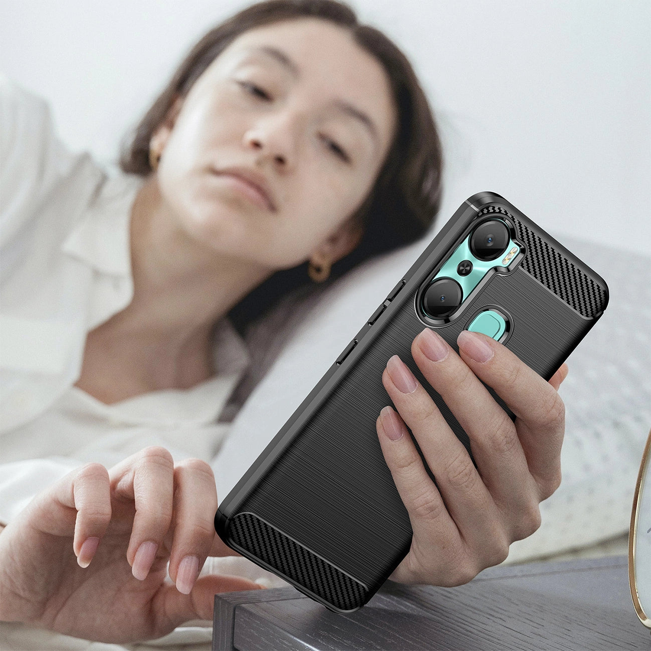 Carbon Case case for Infinix Hot 12 Pro flexible silicone carbon cover black_6