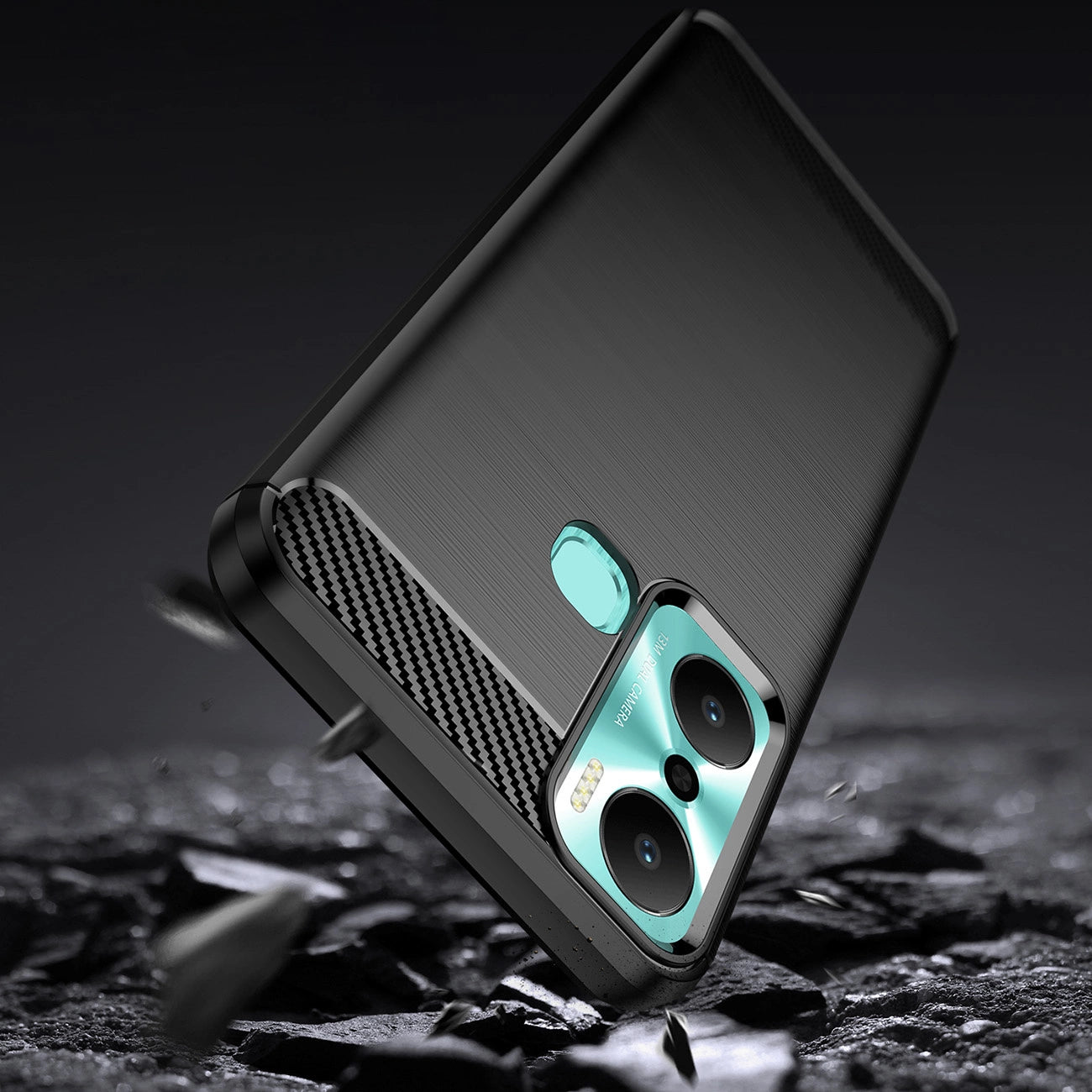 Carbon Case case for Infinix Hot 20 Play flexible silicone carbon cover black_2