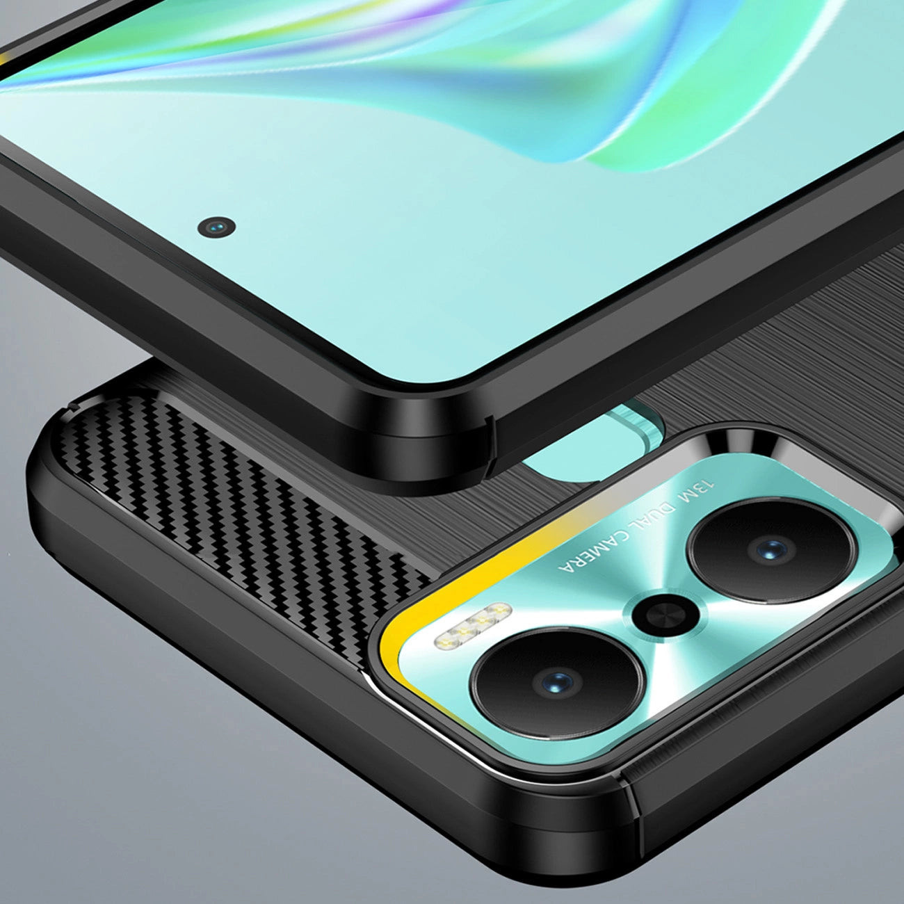 Carbon Case case for Infinix Hot 20 Play flexible silicone carbon cover black_5