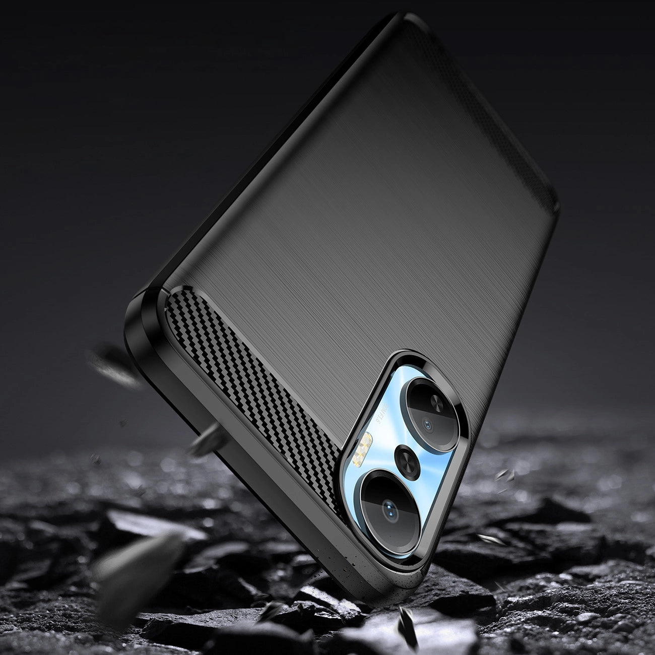 Carbon Case case for Infinix Hot 20 flexible silicone carbon cover black_2