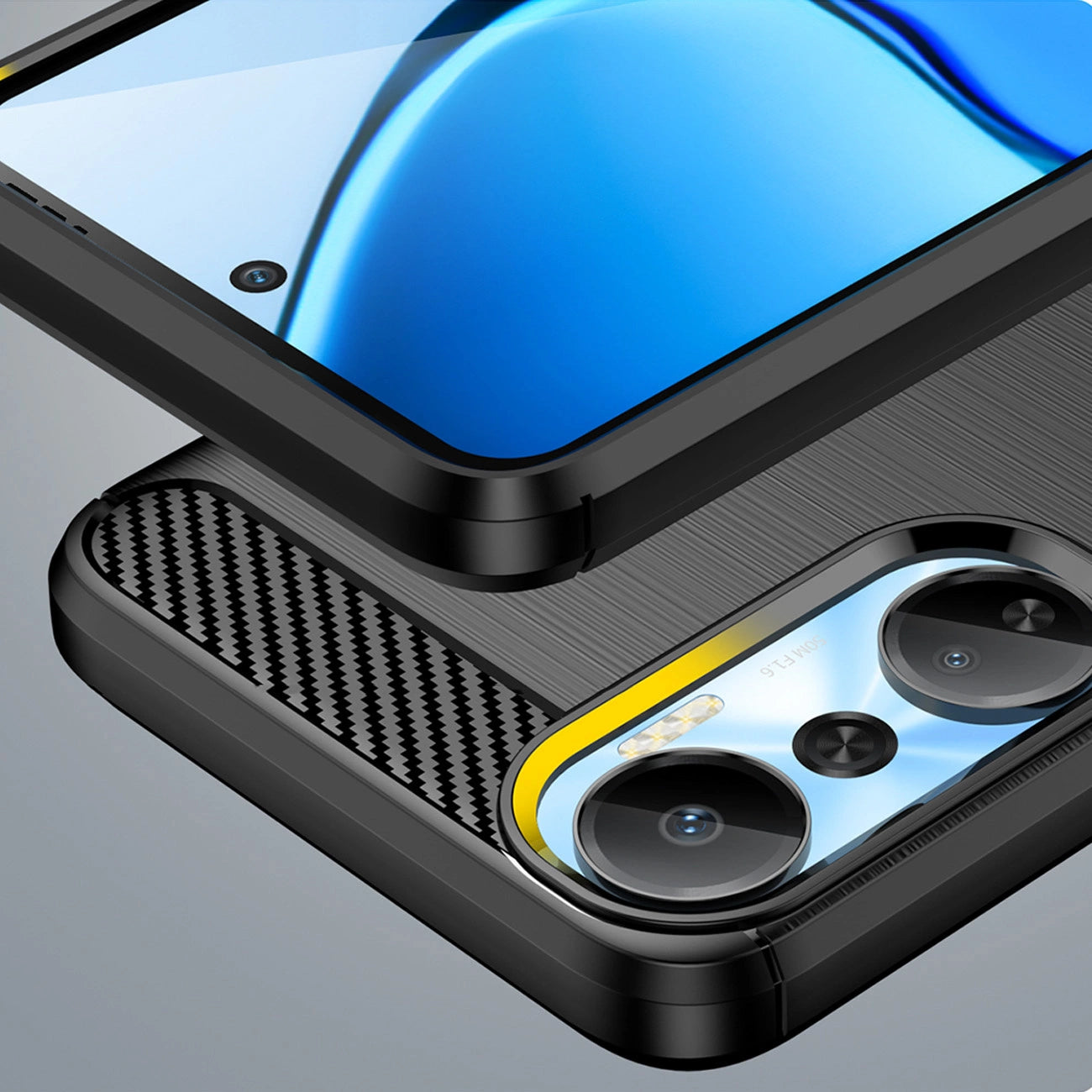Carbon Case case for Infinix Hot 20 flexible silicone carbon cover black_5