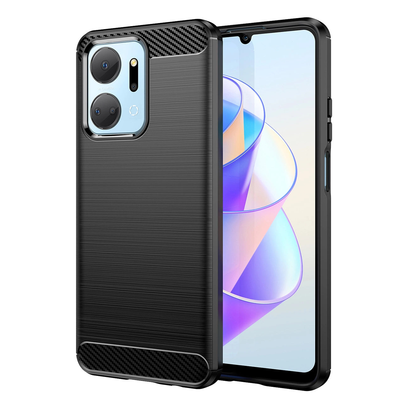 Carbon Case case for Honor Play 40 Plus / Honor X7a flexible silicone carbon cover black_0