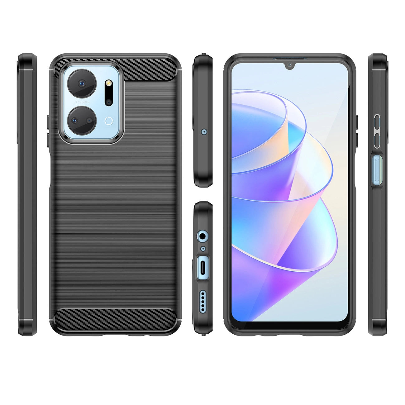 Carbon Case case for Honor Play 40 Plus / Honor X7a flexible silicone carbon cover black_1
