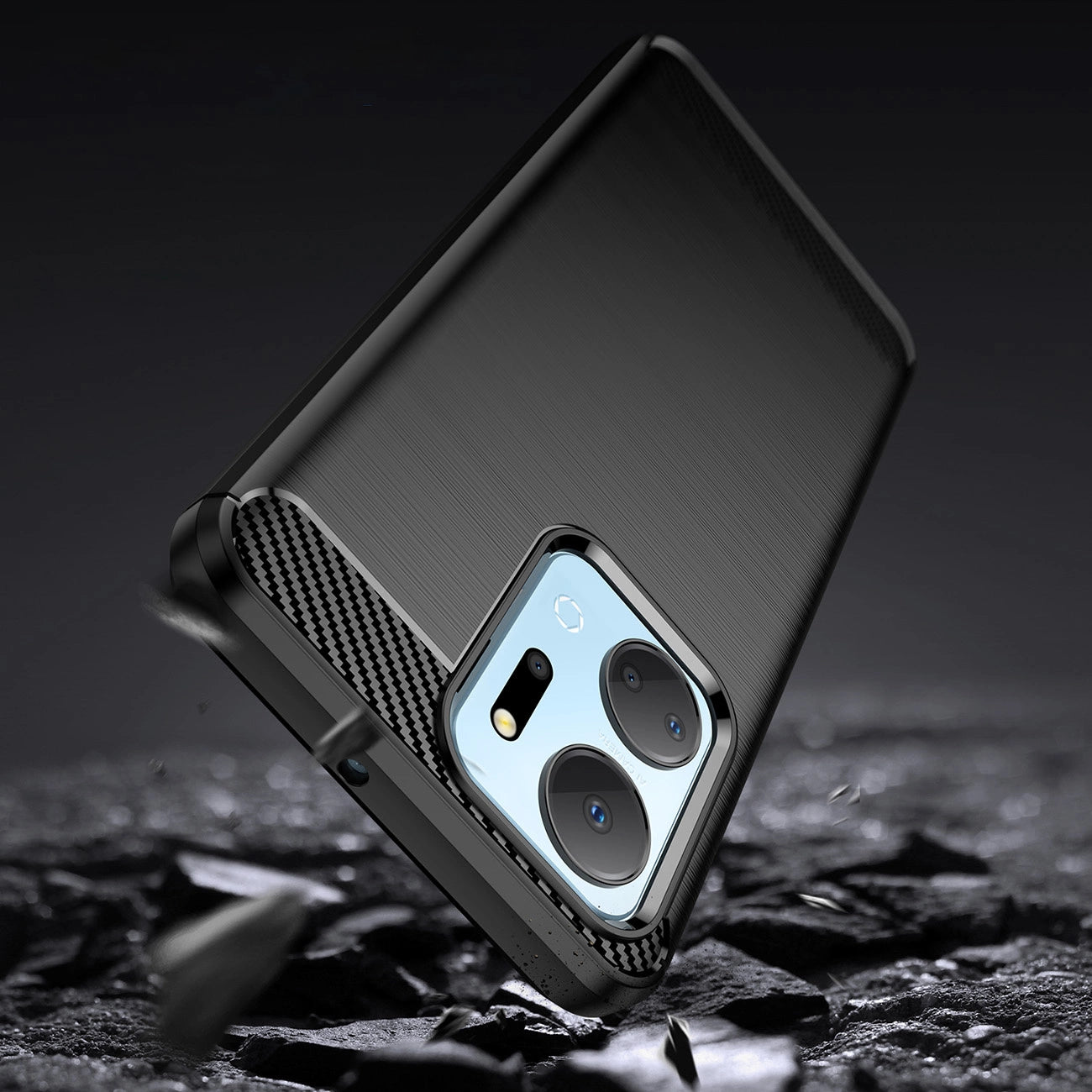 Carbon Case case for Honor Play 40 Plus / Honor X7a flexible silicone carbon cover black_2