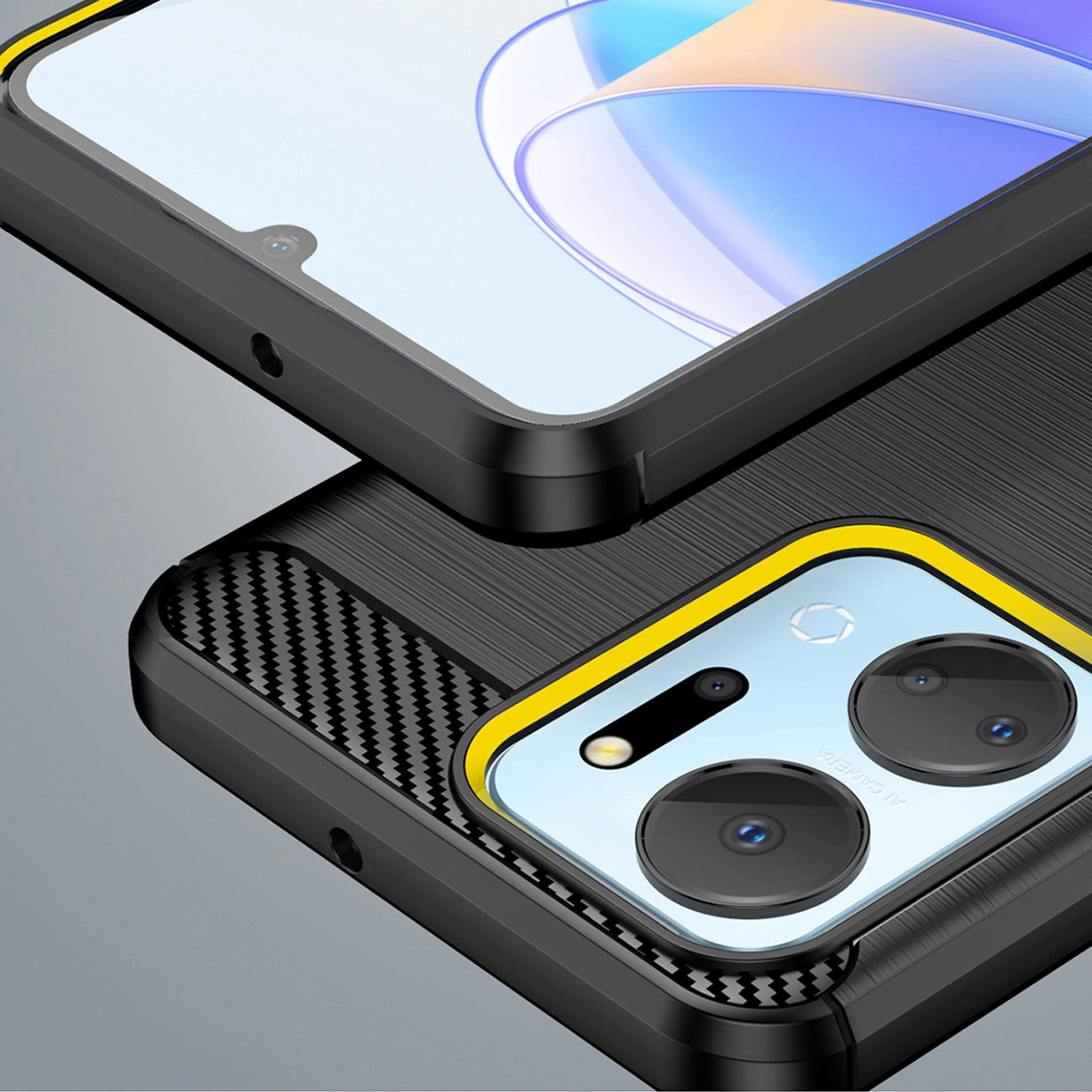 Carbon Case case for Honor Play 40 Plus / Honor X7a flexible silicone carbon cover black_5