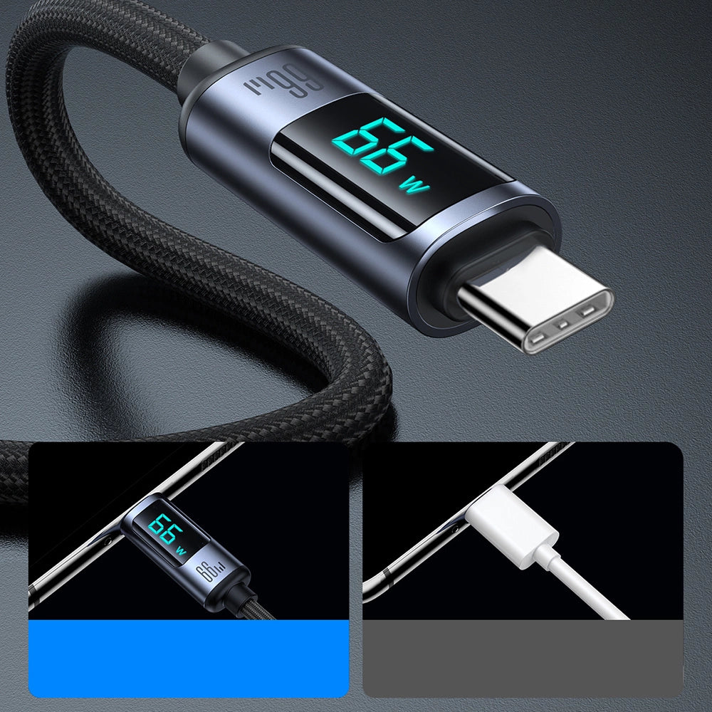 Joyroom Prism Series A16 USB-C / USB-A Cable 66W 1.2m with LED Display - Black_4
