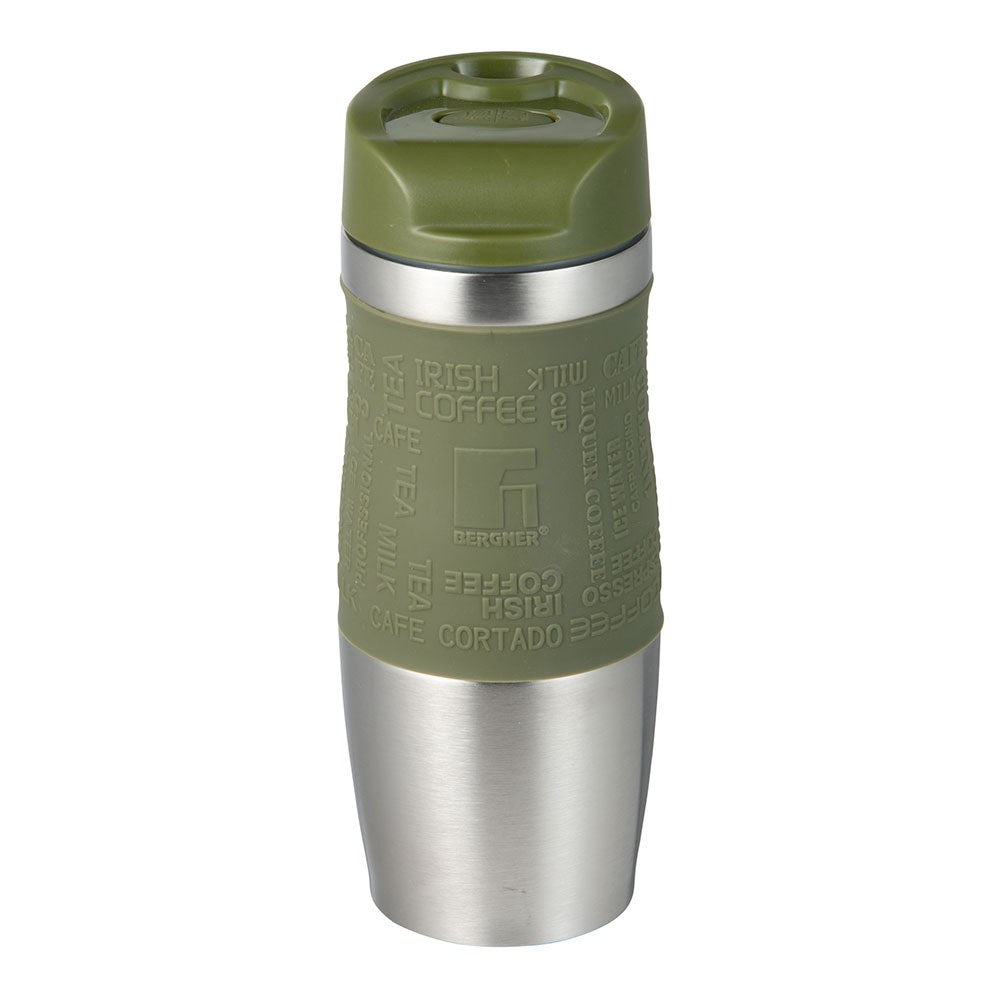 Copo de viagem de aÃ§o inoxidÃ¡vel, verde oliva, experto, 360 ml, Ã¸8,3 x 21,2 cm_0
