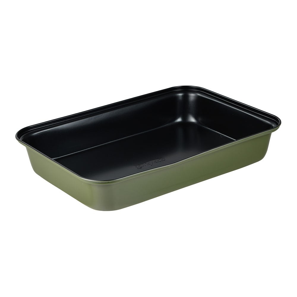 Tabuleiro retangular de aÃ§o ao carbono, para forno, experto, verde oliva 34 x 23,7 x 6 cm_0