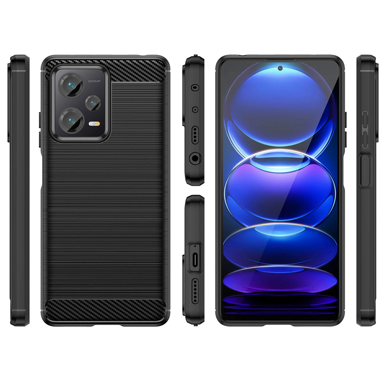 Carbon Case case for Xiaomi Redmi Note 12 Pro+ flexible silicone carbon cover black_1
