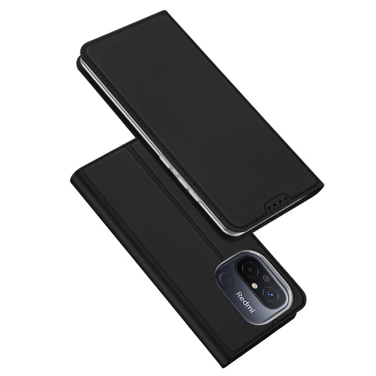 Dux Ducis Skin Pro Case For Xiaomi Redmi 11A / Poco C55 / Redmi 12C Flip Cover Card Wallet Stand Black_0