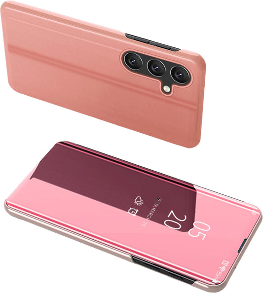Clear View Case cover for Samsung Galaxy A24 4G cover with a flap pink_0