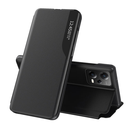 Eco Leather View Case Cover for Xiaomi Redmi Note 12 Pro / Poco X5 Pro 5G with Flip Stand Black_0