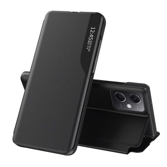 Eco Leather View Case Cover for Xiaomi Redmi Note 12 5G / Poco X5 5G with Flip Stand Black_0
