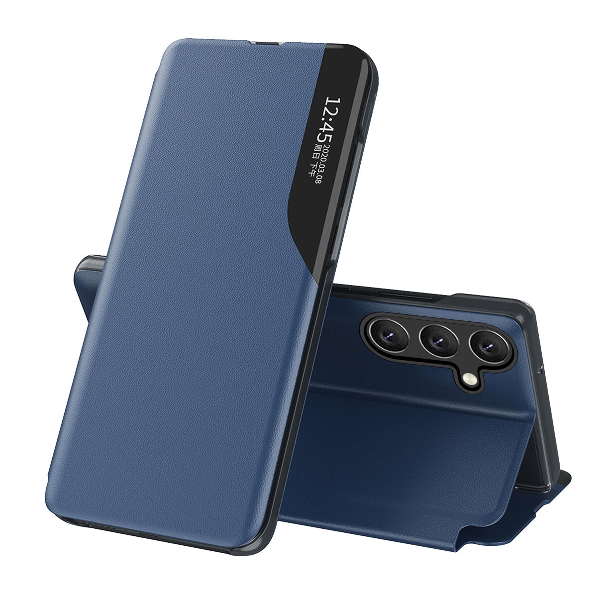 Eco Leather View Case cover for Samsung Galaxy A24 4G with flip stand blue_0