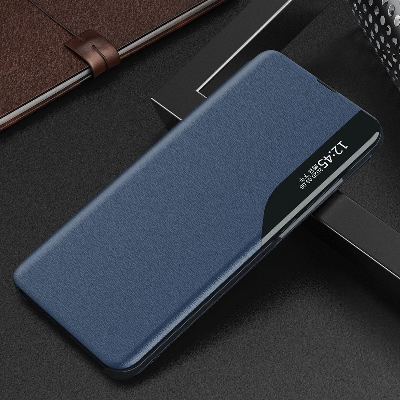 Eco Leather View Case cover for Samsung Galaxy A24 4G with a flip stand black_14