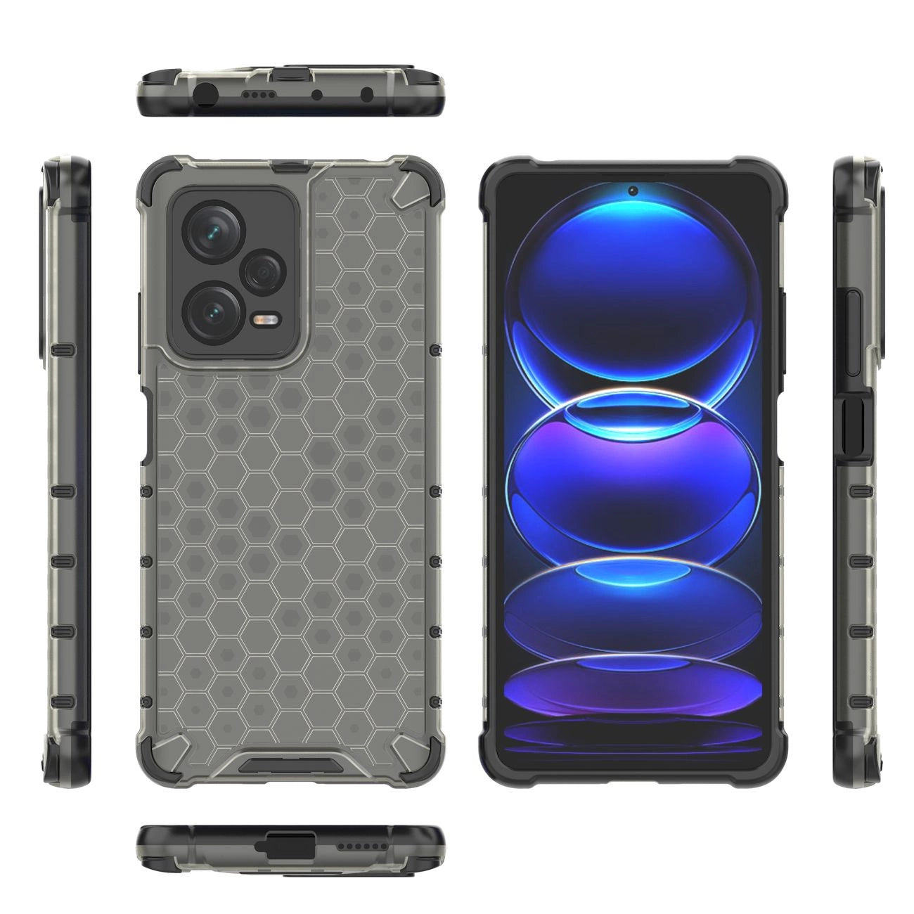 Honeycomb case for Xiaomi Redmi Note 12 Pro+ armored hybrid cover black_1