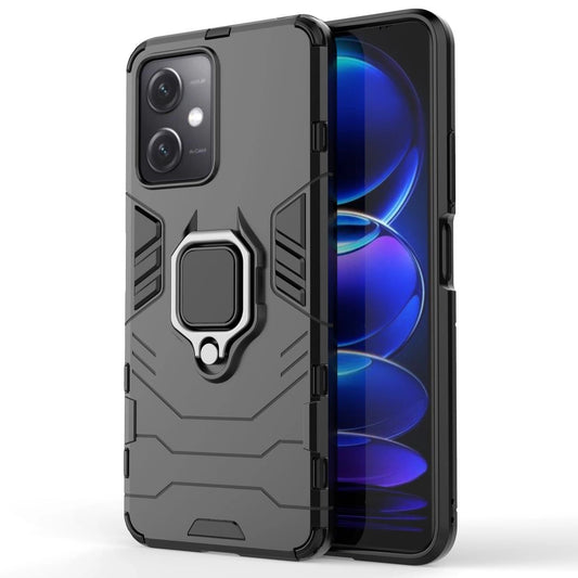 Ring Armor Case for Xiaomi Redmi Note 12 5G / Poco X5 5G Armor Cover Magnetic Holder Ring Black_0