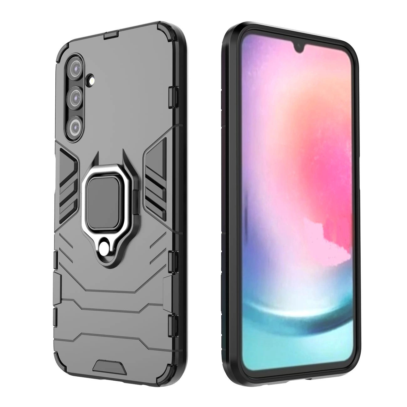 Ring Armor case for Samsung Galaxy A24 4G armored cover magnetic holder ring black_11