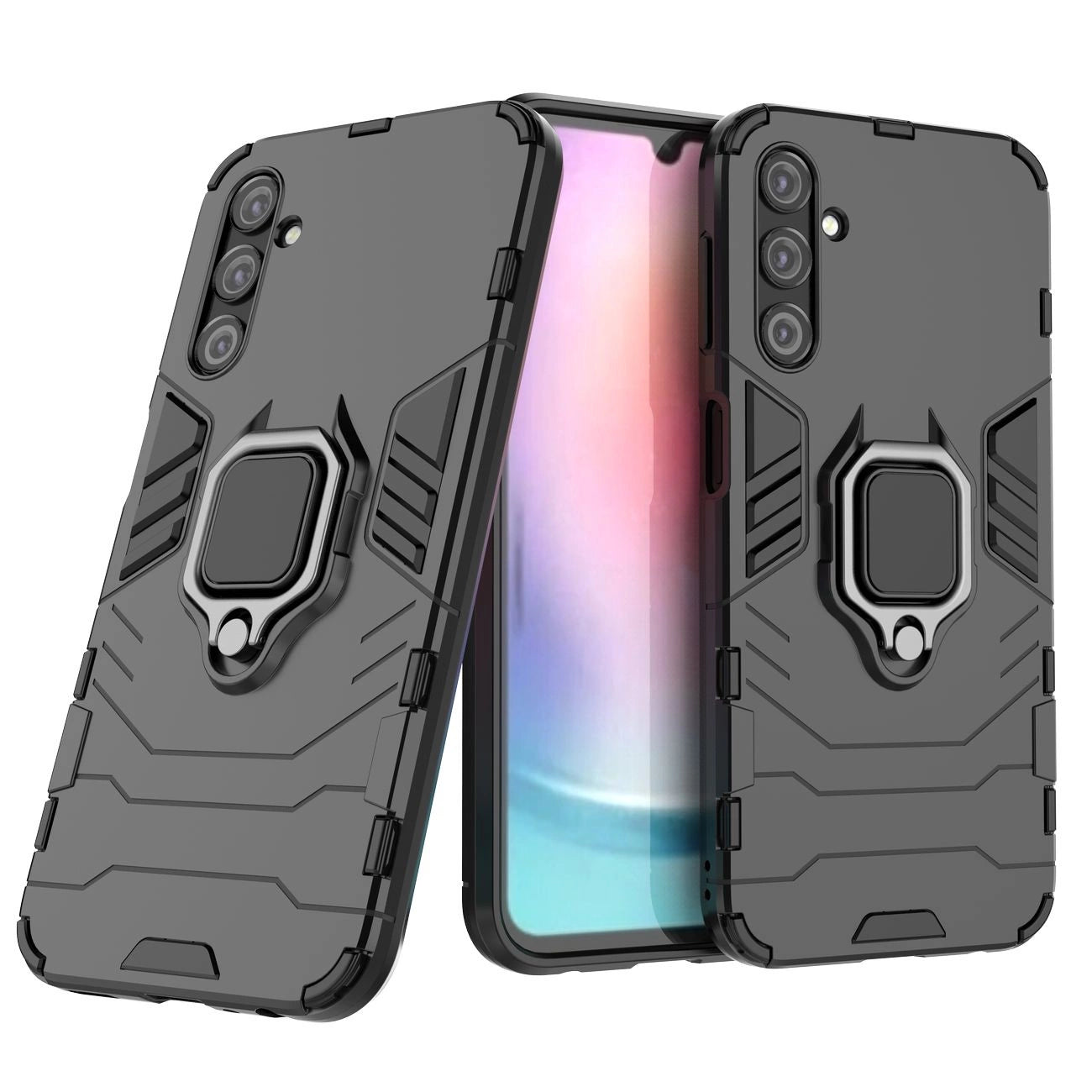 Ring Armor case for Samsung Galaxy A24 4G armored cover magnetic holder ring black_1