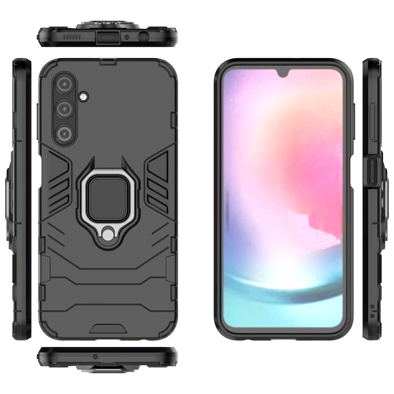 Ring Armor case for Samsung Galaxy A24 4G armored cover magnetic holder ring black_2