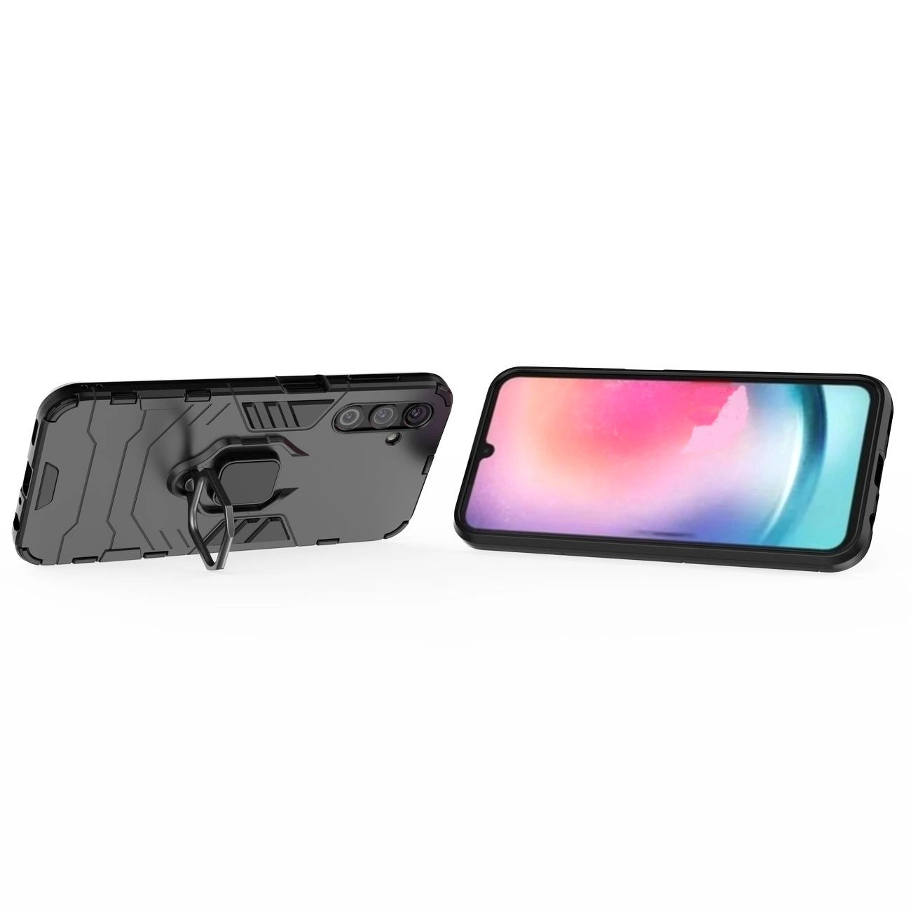 Ring Armor case for Samsung Galaxy A24 4G armored cover magnetic holder ring black_3