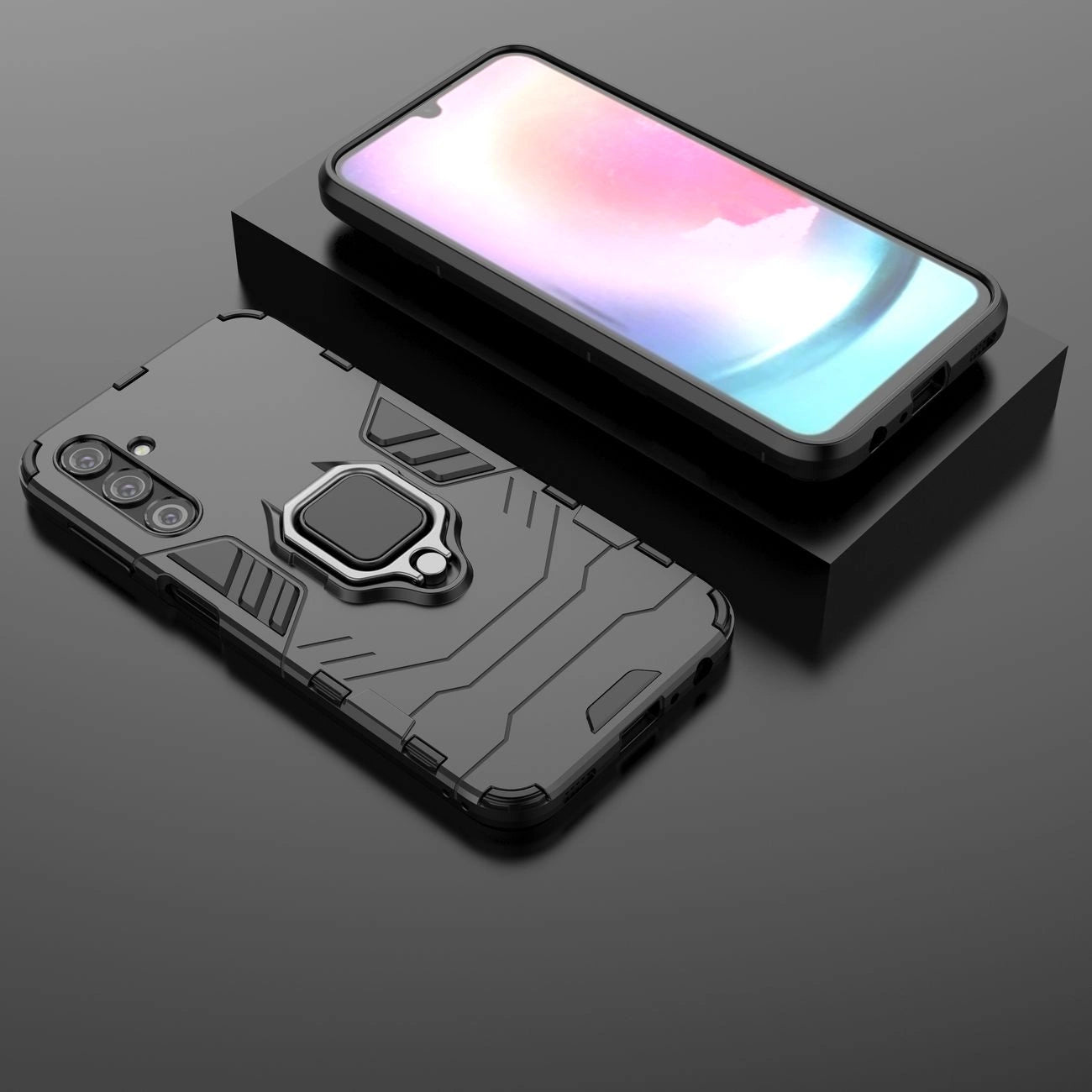 Ring Armor case for Samsung Galaxy A24 4G armored cover magnetic holder ring black_4