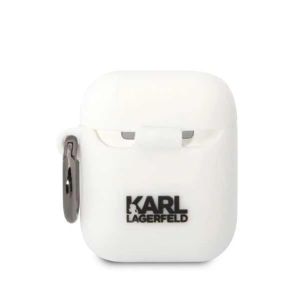Karl Lagerfeld KLA2RUNIKH AirPods 1/2 cover white/white Silicone Karl Head 3D_1