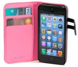 FUNDA WAZZABEE PARA IPHONE 5 POLIPIEL, MARCO INTERIOR PLASTICO, CIERRE MAGNETICO, ROSA (WB-M30WP-PK)_0