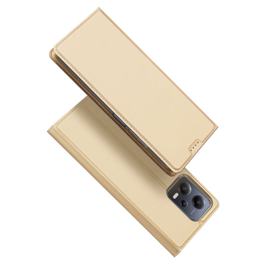 Dux Ducis Skin Pro Case For Xiaomi Redmi Note 12 5G / Poco X5 5G Flip Cover Card Wallet Stand Gold_0