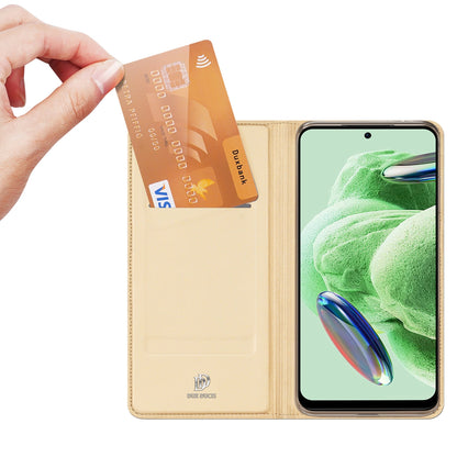 Dux Ducis Skin Pro Case For Xiaomi Redmi Note 12 5G / Poco X5 5G Flip Cover Card Wallet Stand Gold_1