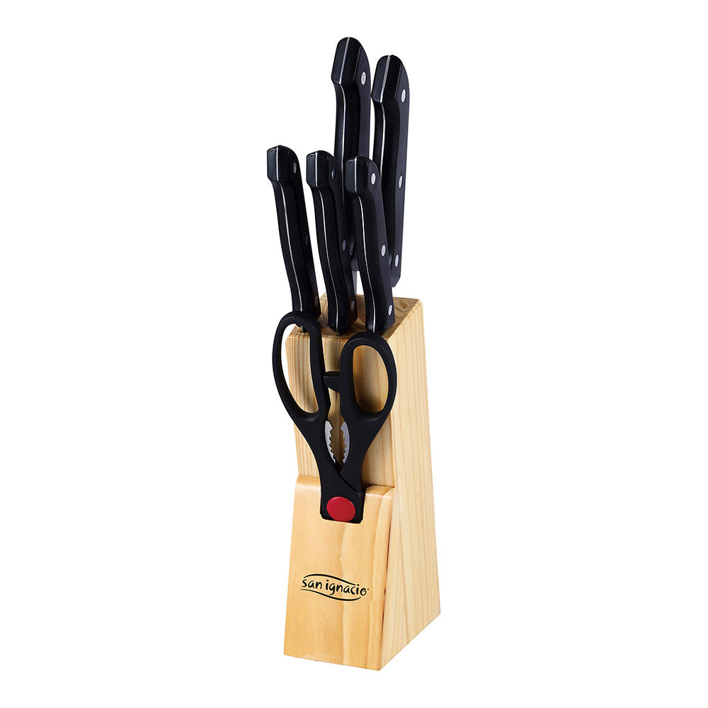 Jogo de 7 peÃ§as facas de cozinha + tacoma inox dresde sg-4161 san ignacio_0