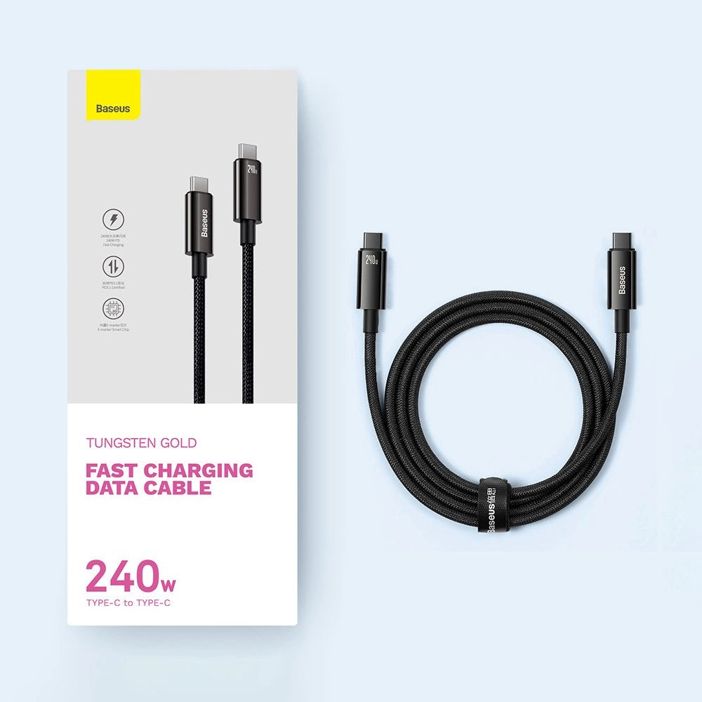 USB-C to USB-C cable Baseus Tungsten Gold 240W 3m (black)_10