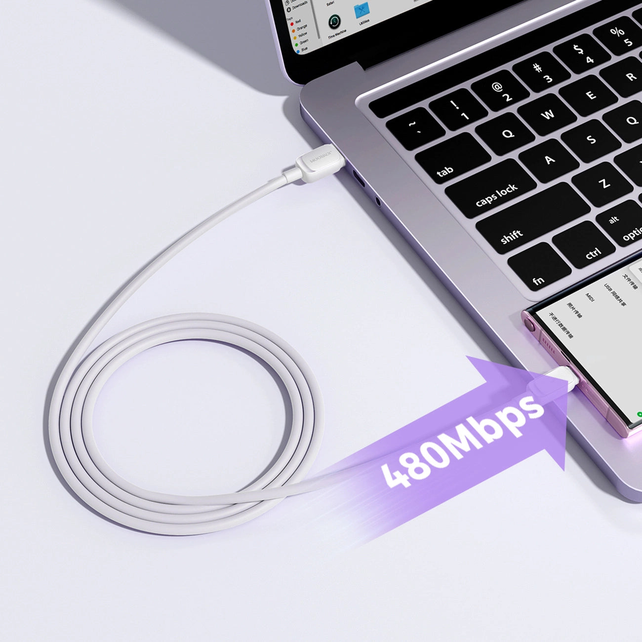 Joyroom Multi-Color Series A14 USB-A / USB-C 3A Cable 1.2m - White_7