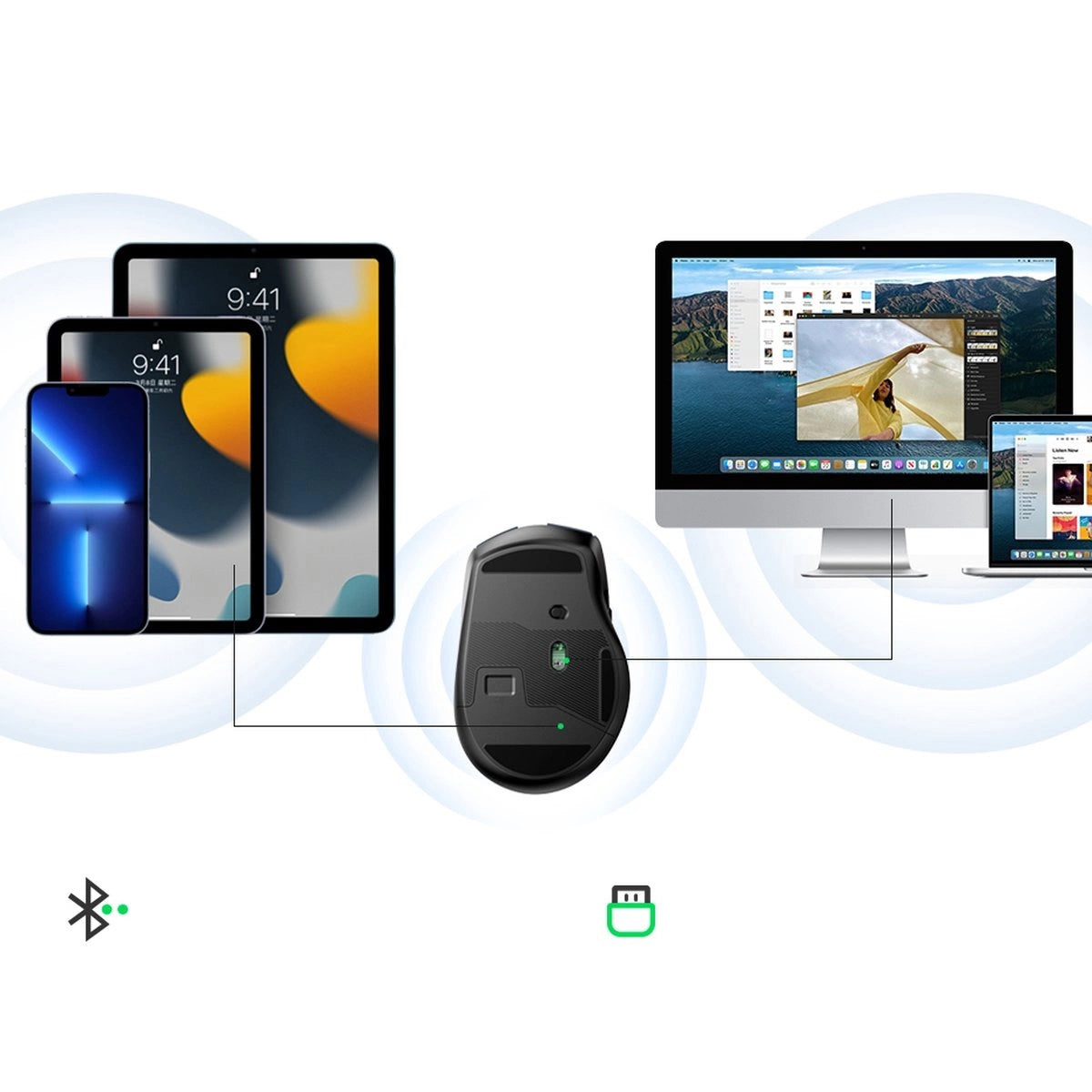 Ugreen MU006 wireless optical mouse USB 2.4GHz / Bluetooth 5.0 4000 DPI - black_16