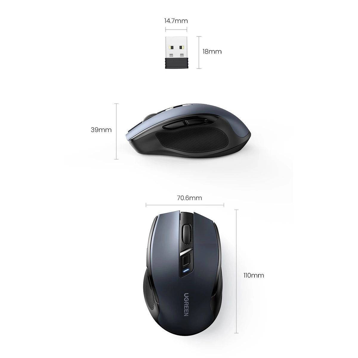 Ugreen MU006 wireless optical mouse USB 2.4GHz / Bluetooth 5.0 4000 DPI - black_4