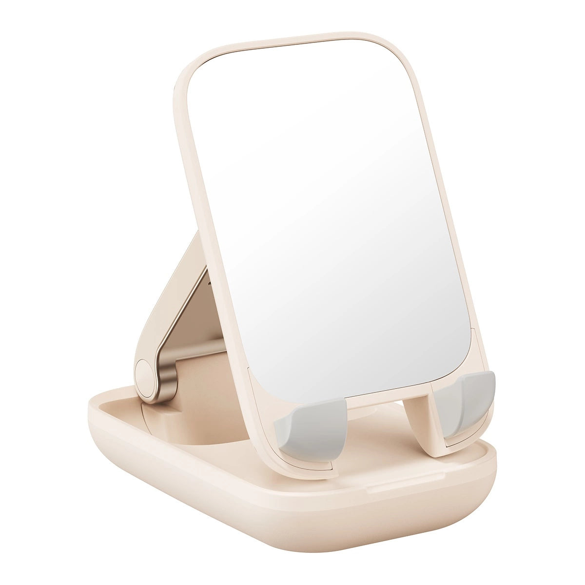 Adjustable phone stand with mirror Baseus Seashell Series - beige_0