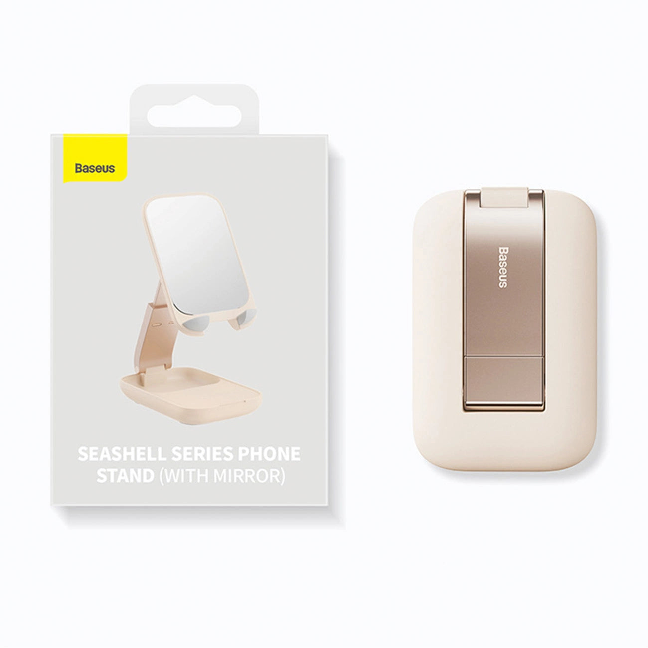 Adjustable phone stand with mirror Baseus Seashell Series - beige_30
