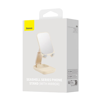 Adjustable phone stand with mirror Baseus Seashell Series - beige_8