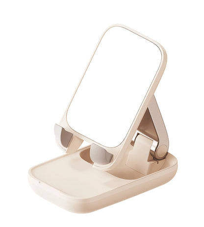 Adjustable phone stand with mirror Baseus Seashell Series - beige_14