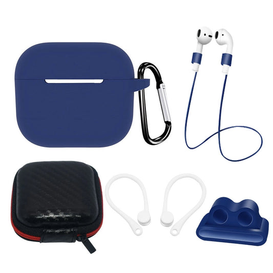 AirPods 3 Silicone Case Set + Case/Ear Hook/Neck Strap/Watch Strap Holder/Carabiner Clasp - blue_0