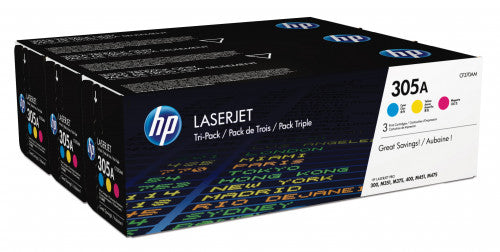 HP 305A 3-pack Cyan/Magenta/Yellow Original LaserJet Toner Cartridges cartucho de tóner 3 pieza(s) Cian, Magenta, Amarillo_1