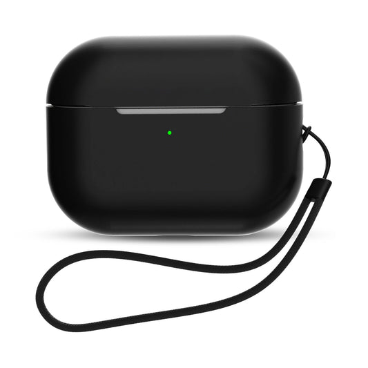AirPods Pro 2 / AirPods Pro 1 Silicone Case + Wrist Strap Lanyard - Black_0